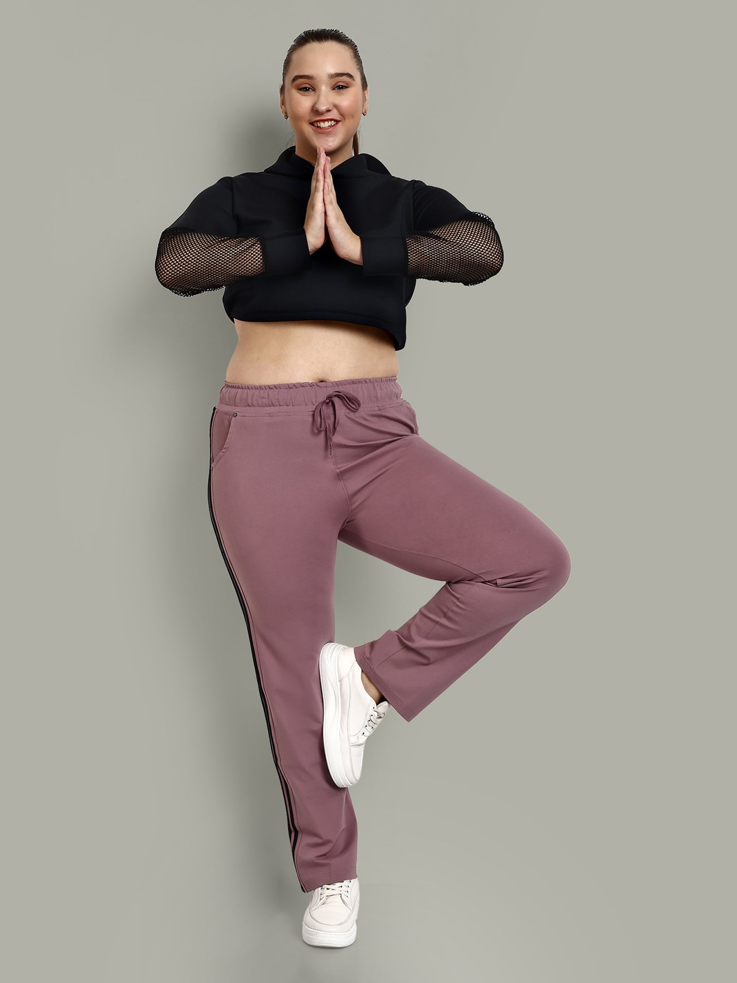 Cotton Track Pants with Side Stripe for Women