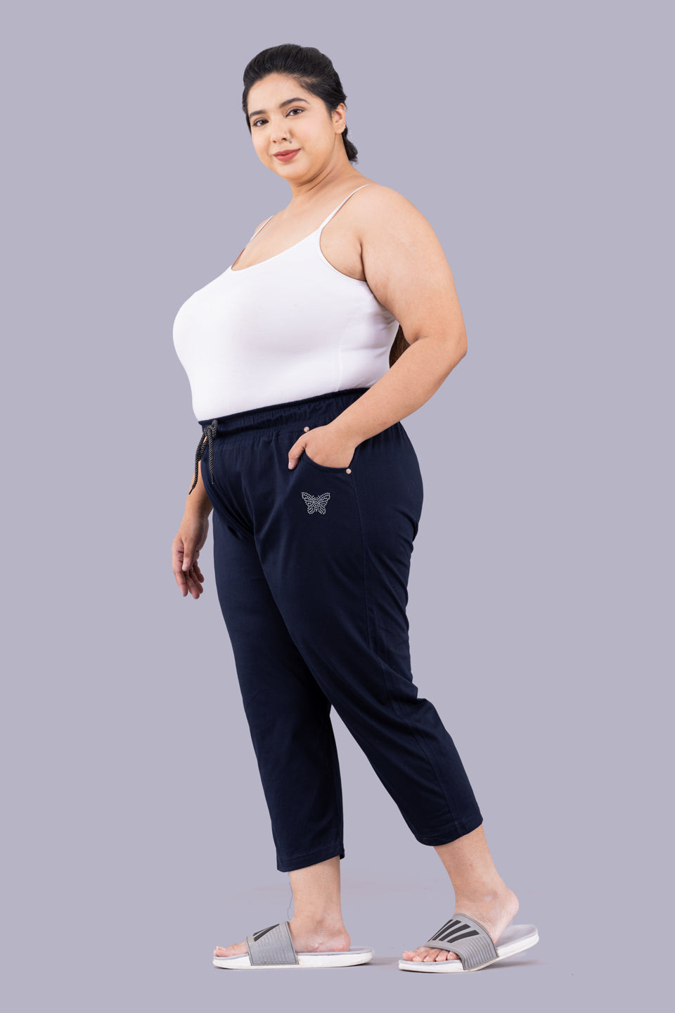 Buy Comfy Navy Blue Half Cotton Capri Pants For Women Online In India By  Cupidclothing's – Cupid Clothings