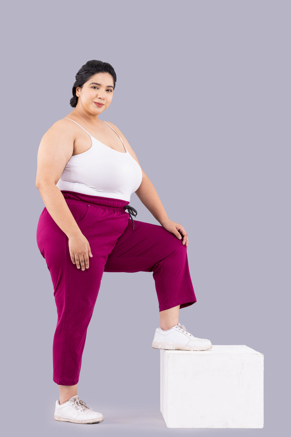 Stylish Purple Cotton Half Capris Pants For Women online in India