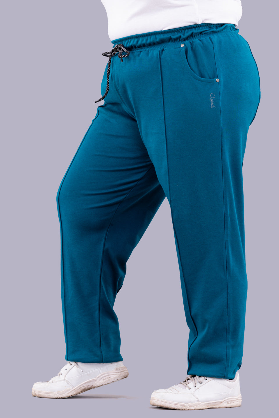 Blue Cotton Track Pants For Women