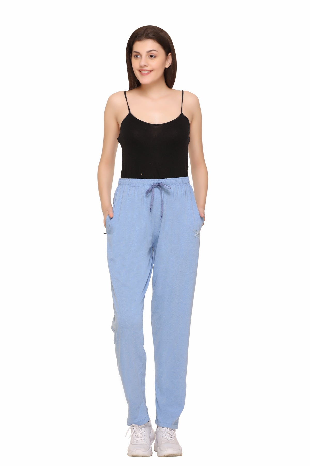 Cotton Track Pants For Women Pack of 2 (Sky & Black)