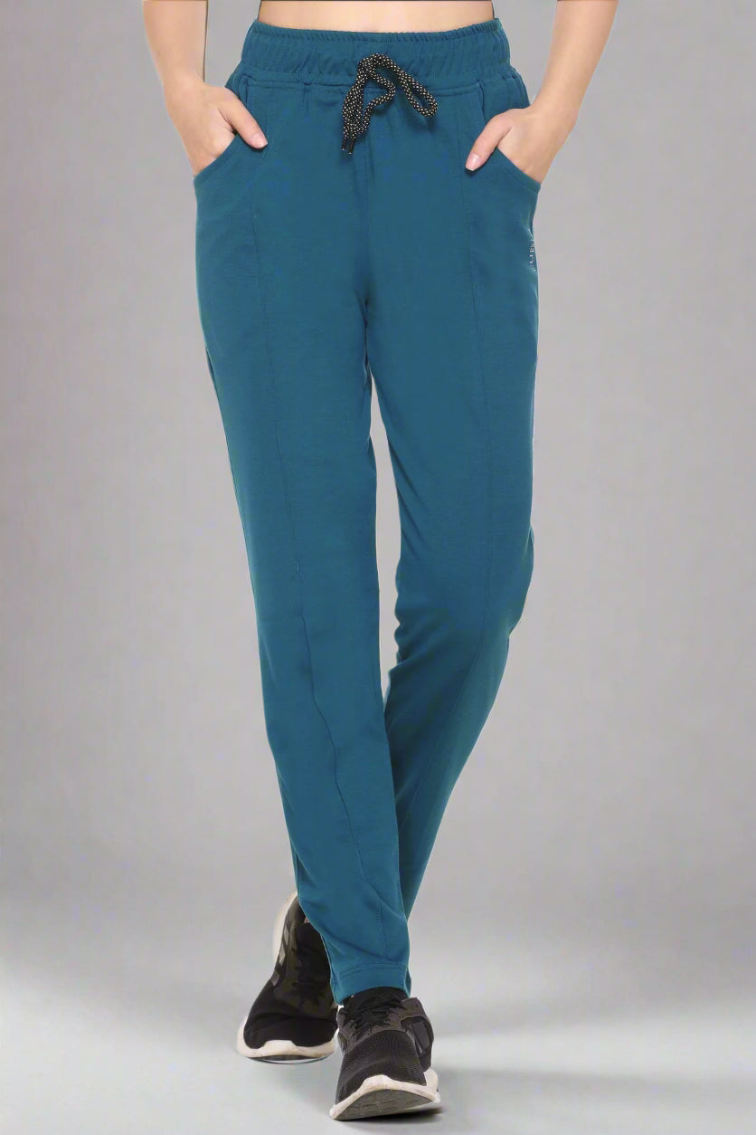 Blue Solid Relaxed-Fit Cotton Track Pants