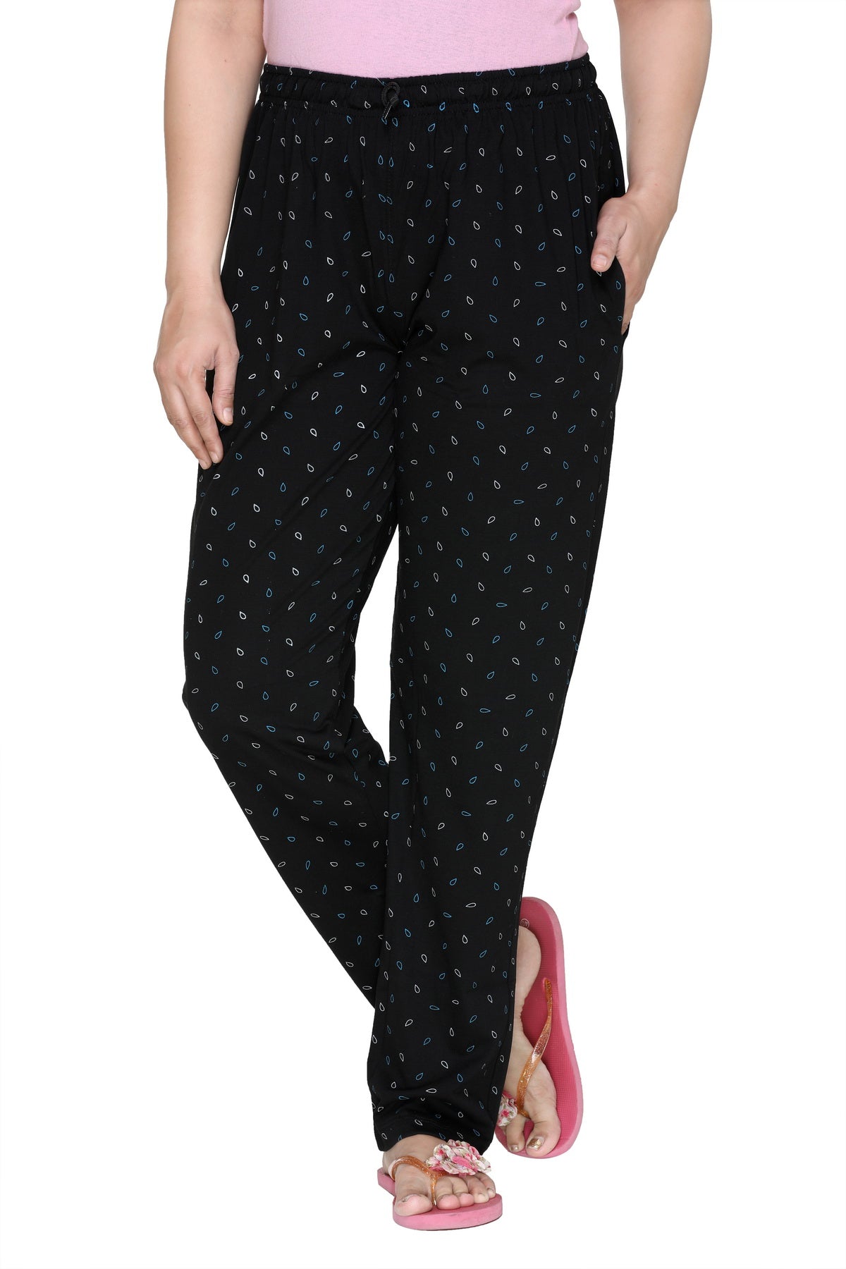 Cotton Printed Pajamas For Women Pack of 2 (Black & Grey)