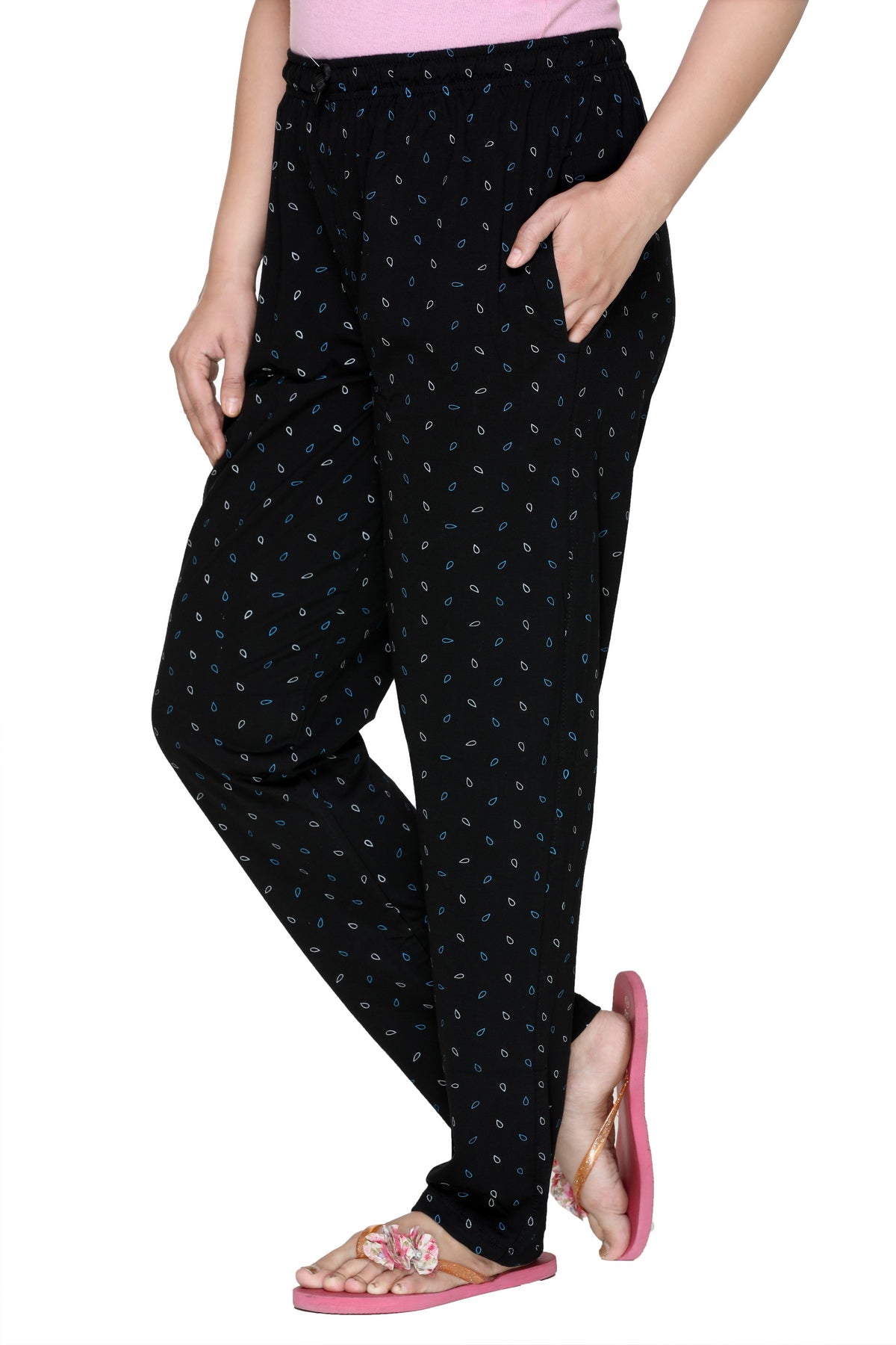 Cotton Printed Pajamas For Women Pack of 2 (Black & Grey)