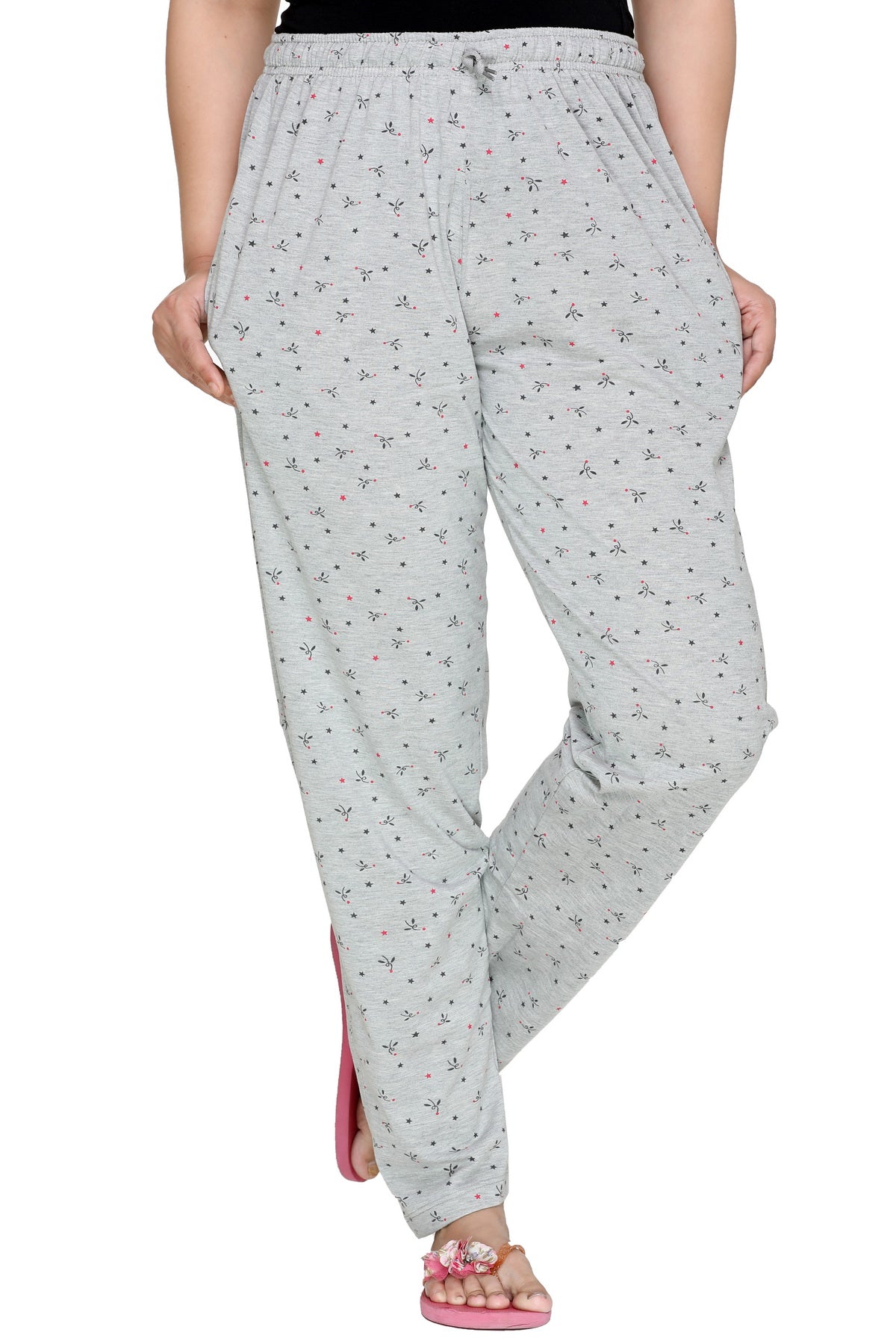 Cotton Printed Pajamas For Women Pack of 2 (Black & Grey)
