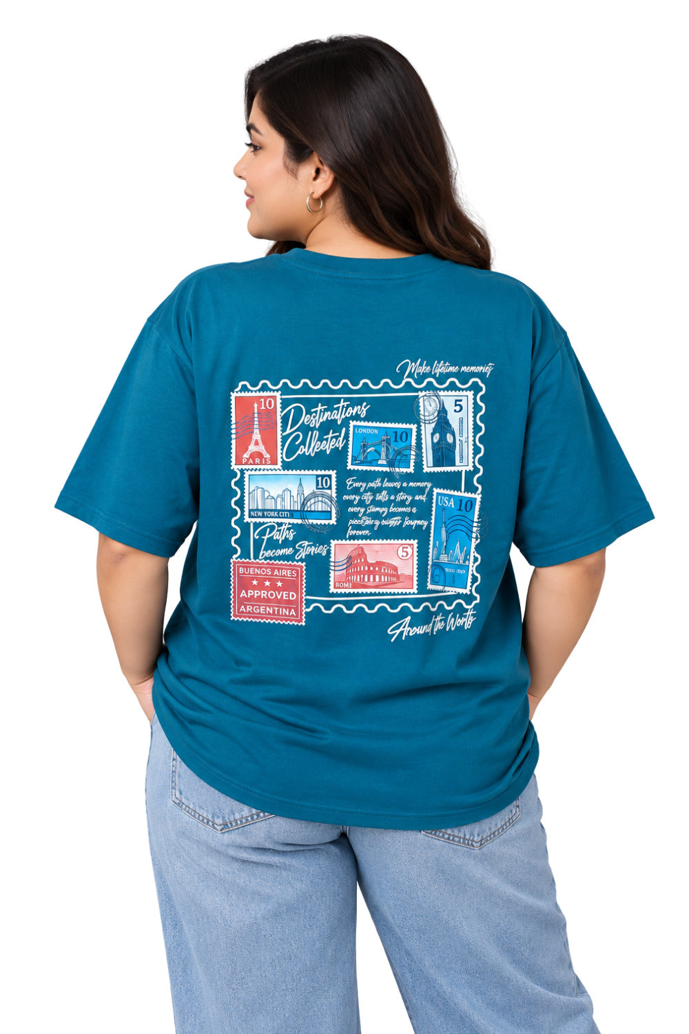 Cupid Woman Basic Printed Cotton Tees In Plus Sizes