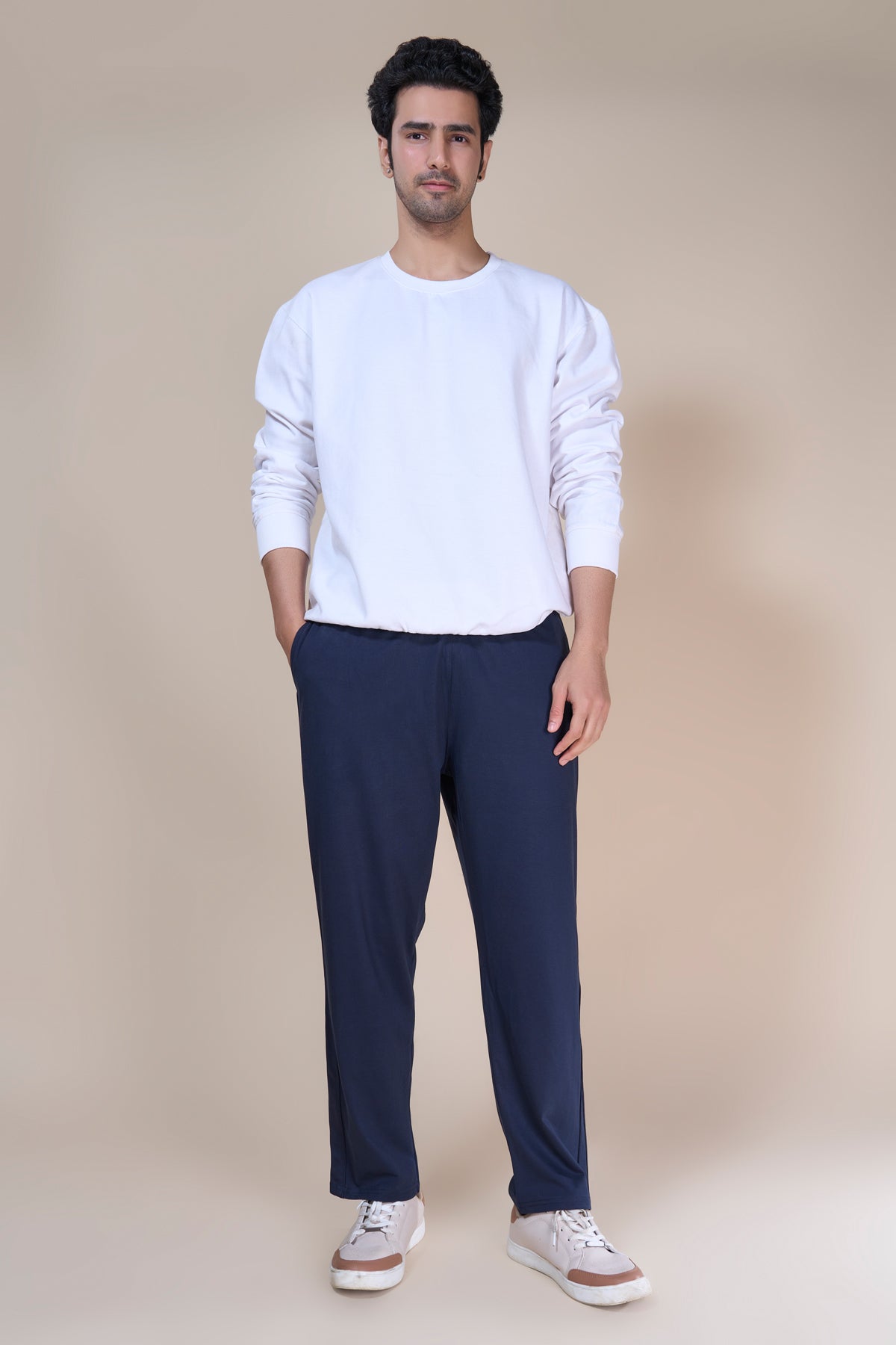 Jinxer Men Side Striped wide leg Fit Trackpants Navy