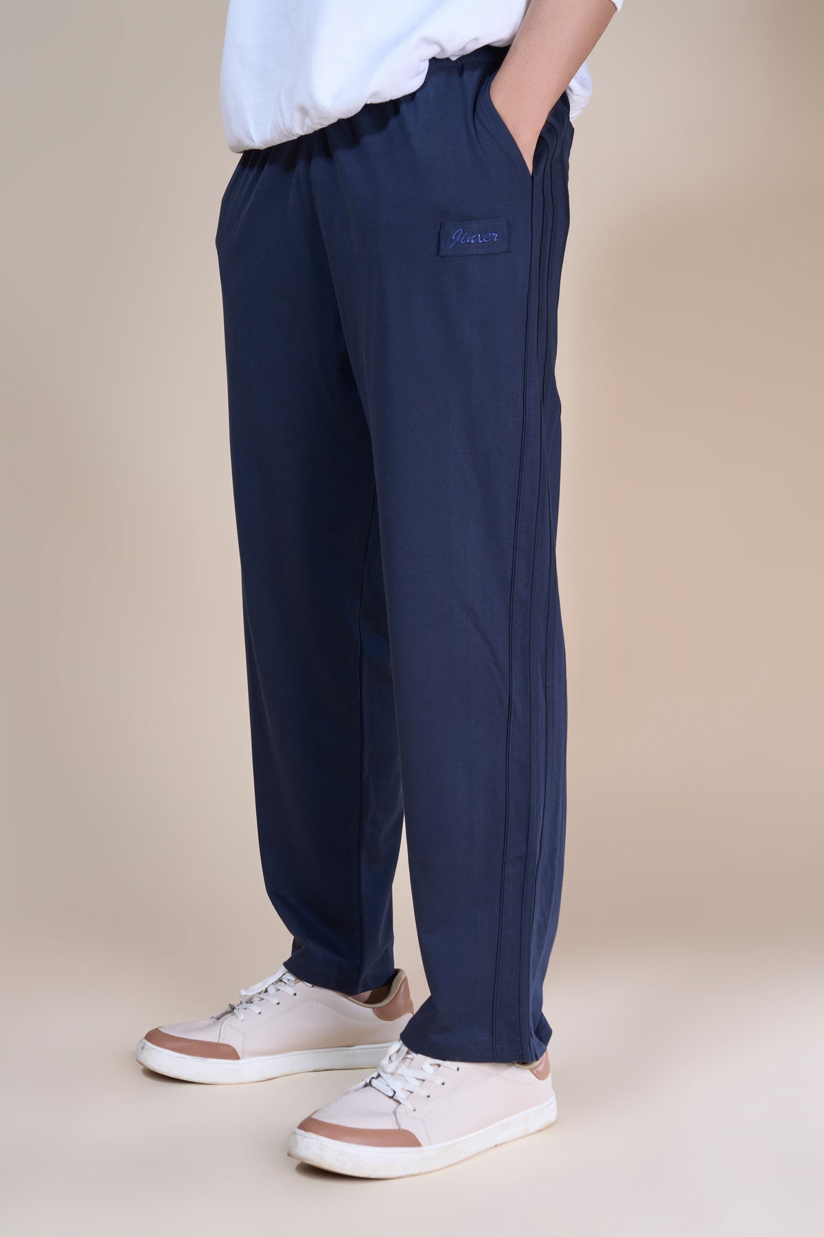 Jinxer Men Side Striped wide leg Fit Trackpants Navy