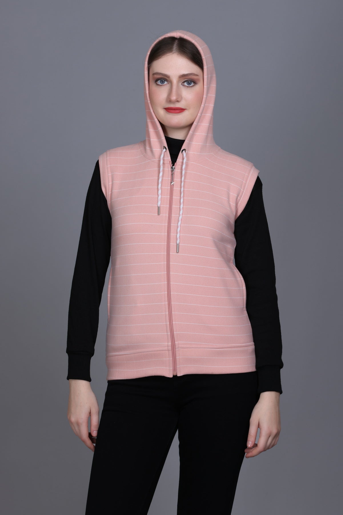 Women's Solid Sleeveless Sweatshirt