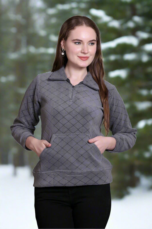 Winter Wear Cotton Fleece Teddy Sweatshirt -Grey