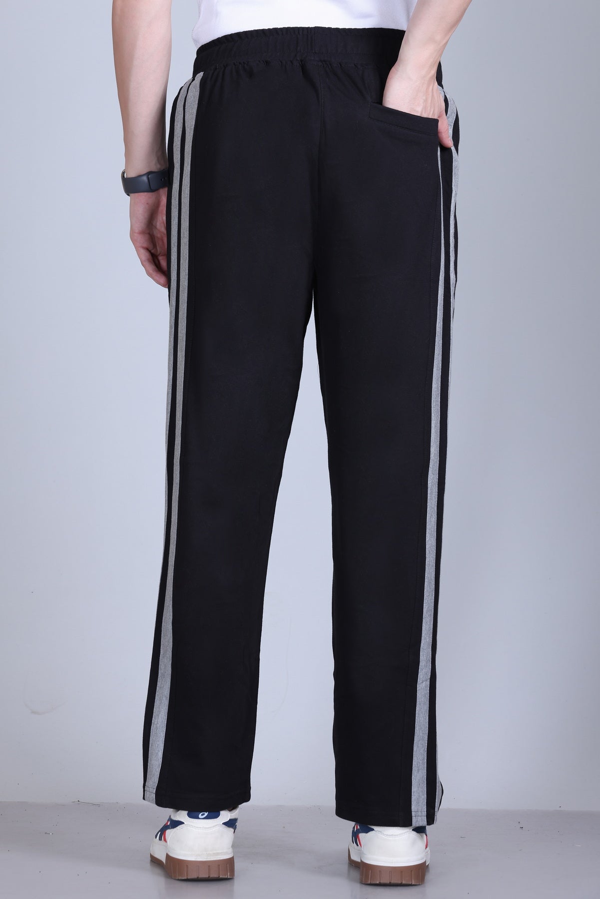 Men's Striped Stretchable Loose Fit Track Pants