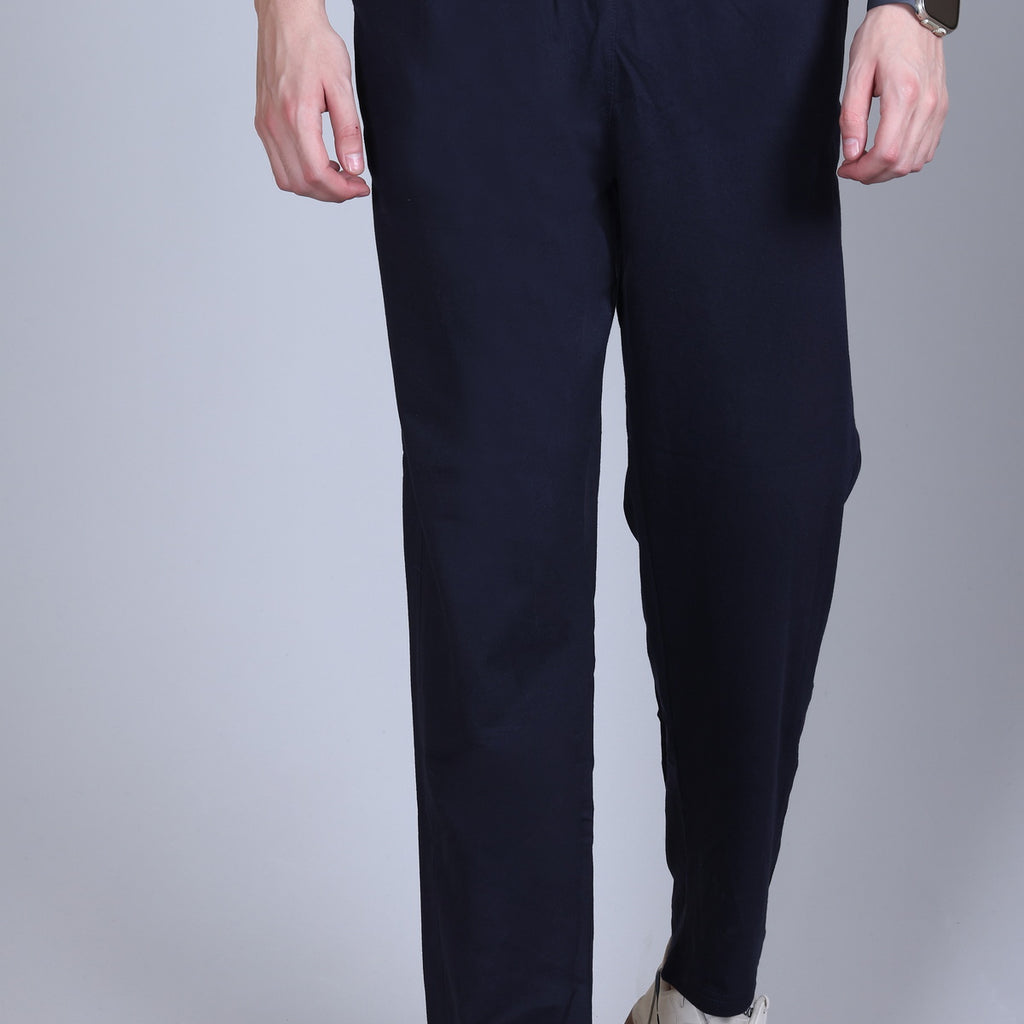 Jinxer Men Classic Straight Fit Joggers-Navy