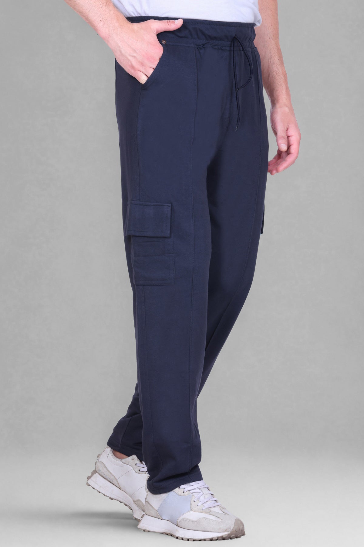 Jinxer Men's Loop Knit Cargo Trackpants-D.Grey (M TO 5XL Sizes)