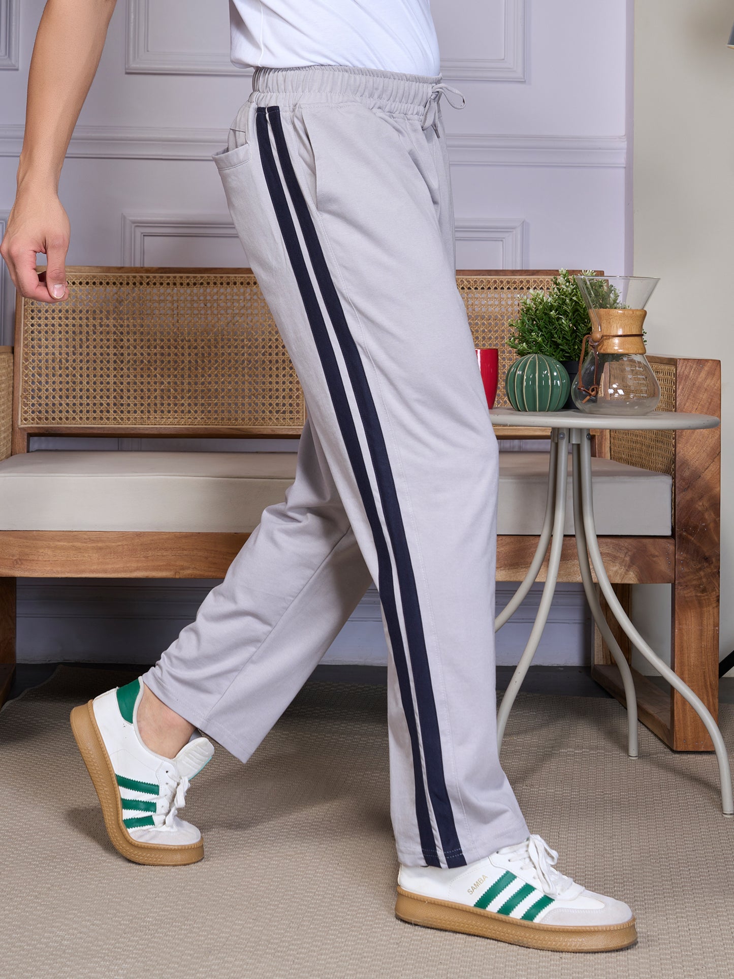 Straight cut wide fit trackpants for men