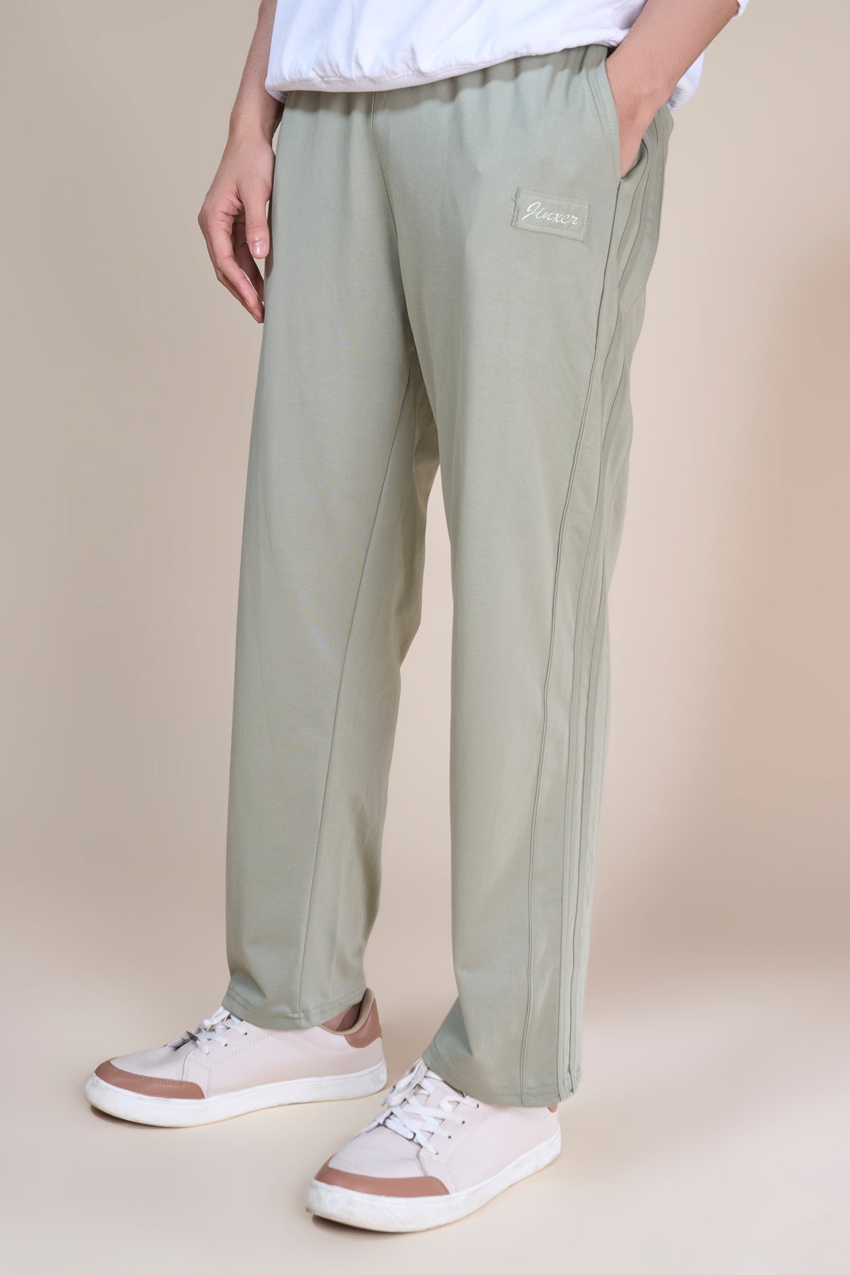 Jinxer Men Side Striped wide leg Fit Trackpants Sage