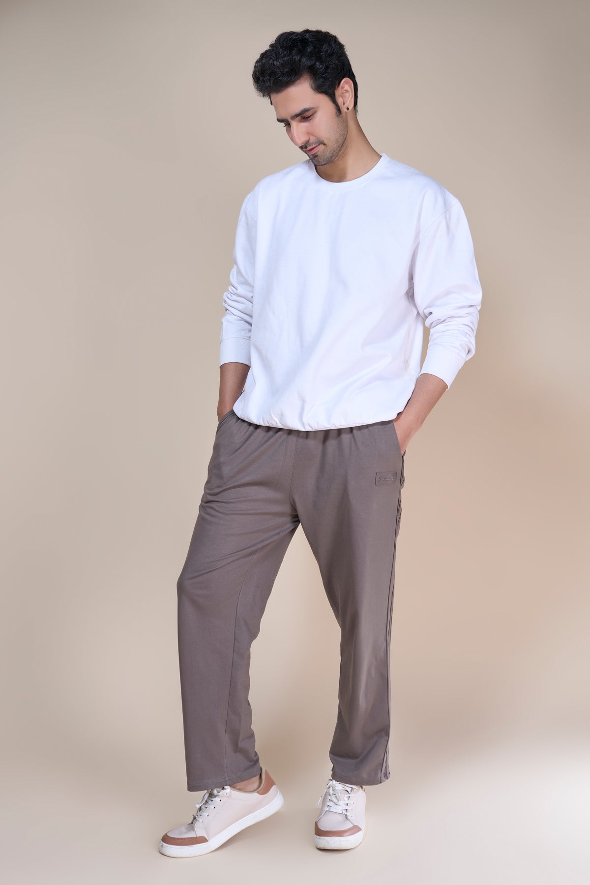 Jinxer Men Side Striped wide leg Fit Trackpants Cambridge Brown