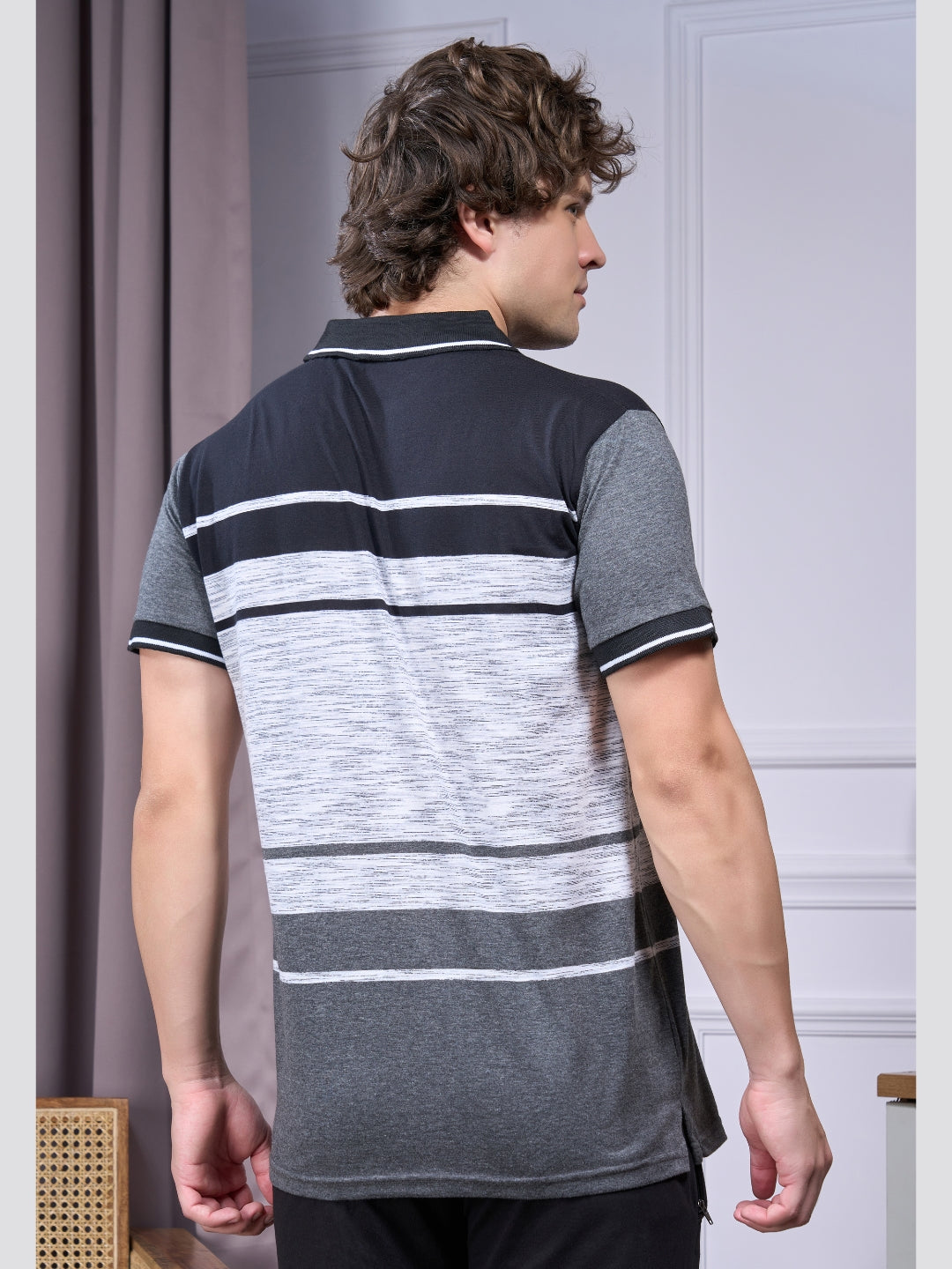 Jinxer Men Loungewear Cotton Pajama T-Shirt Set-Black