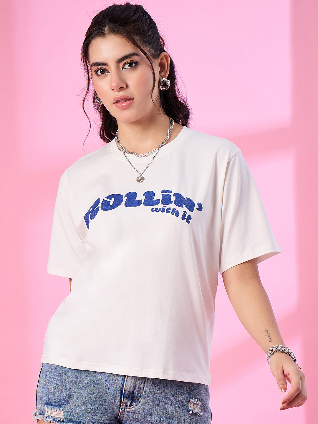 Loose fit cotton t-shirt for plus size women