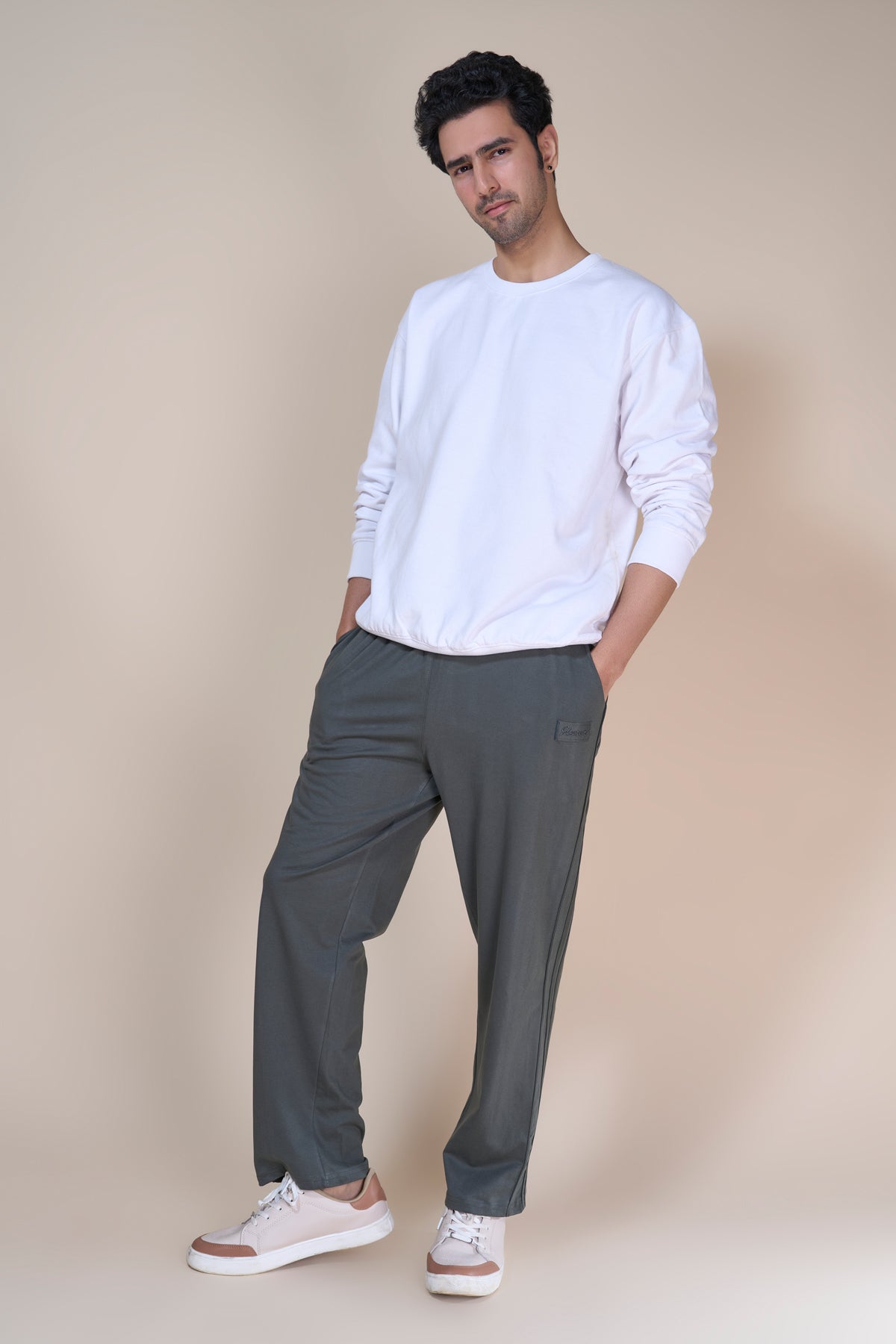 Jinxer Men Side Striped wide leg Fit Trackpants Olive Green