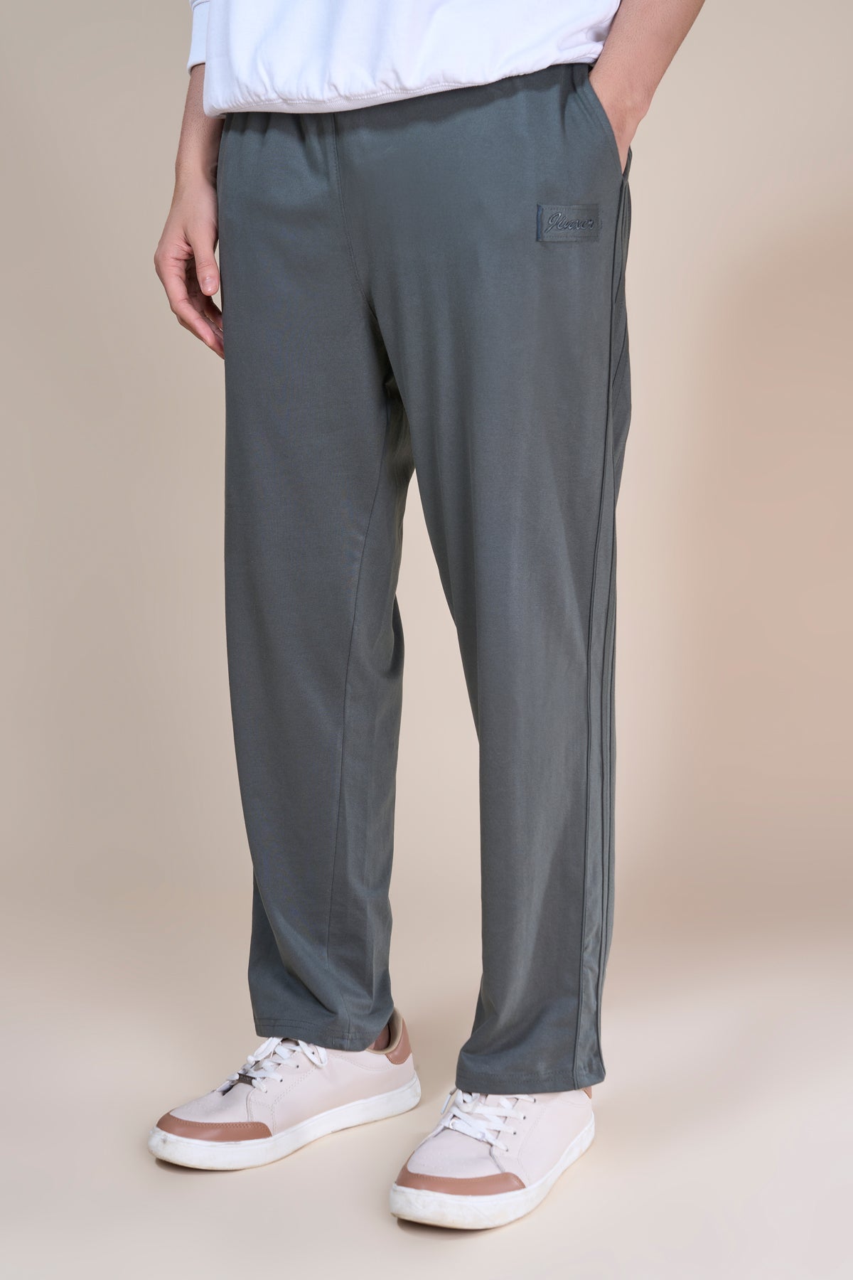 Jinxer Men Side Striped wide leg Fit Trackpants Olive Green