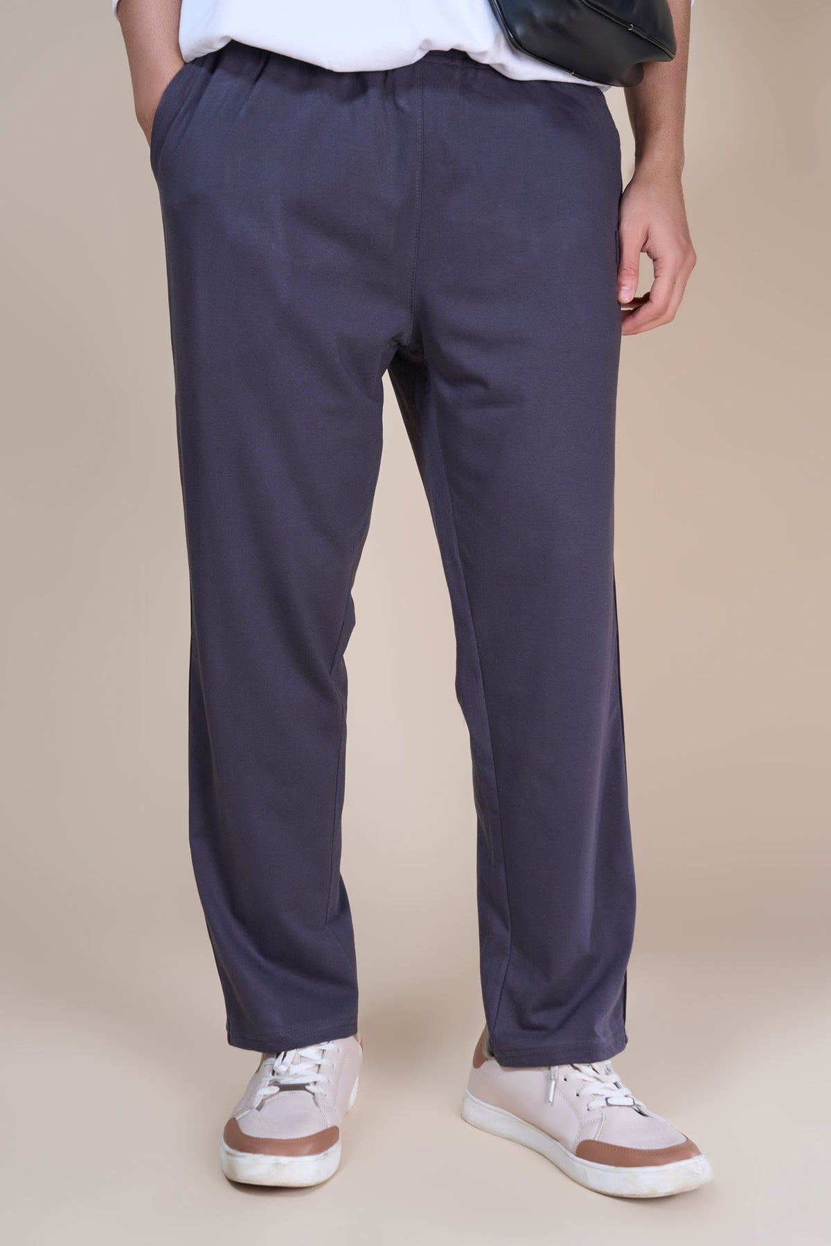 Jinxer Men Side Striped wide leg Fit Trackpants Dark Grey