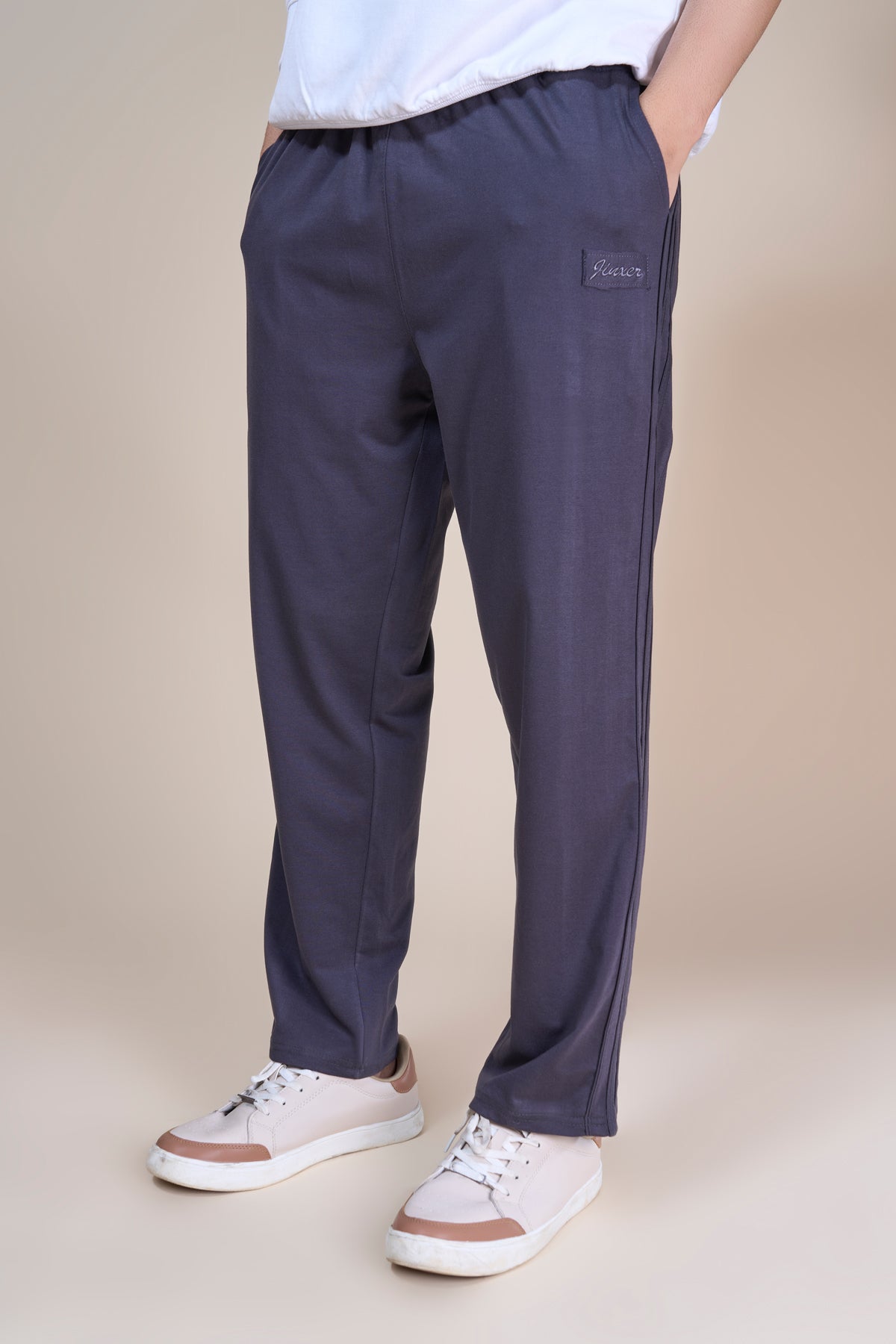 Jinxer Men Side Striped wide leg Fit Trackpants Dark Grey