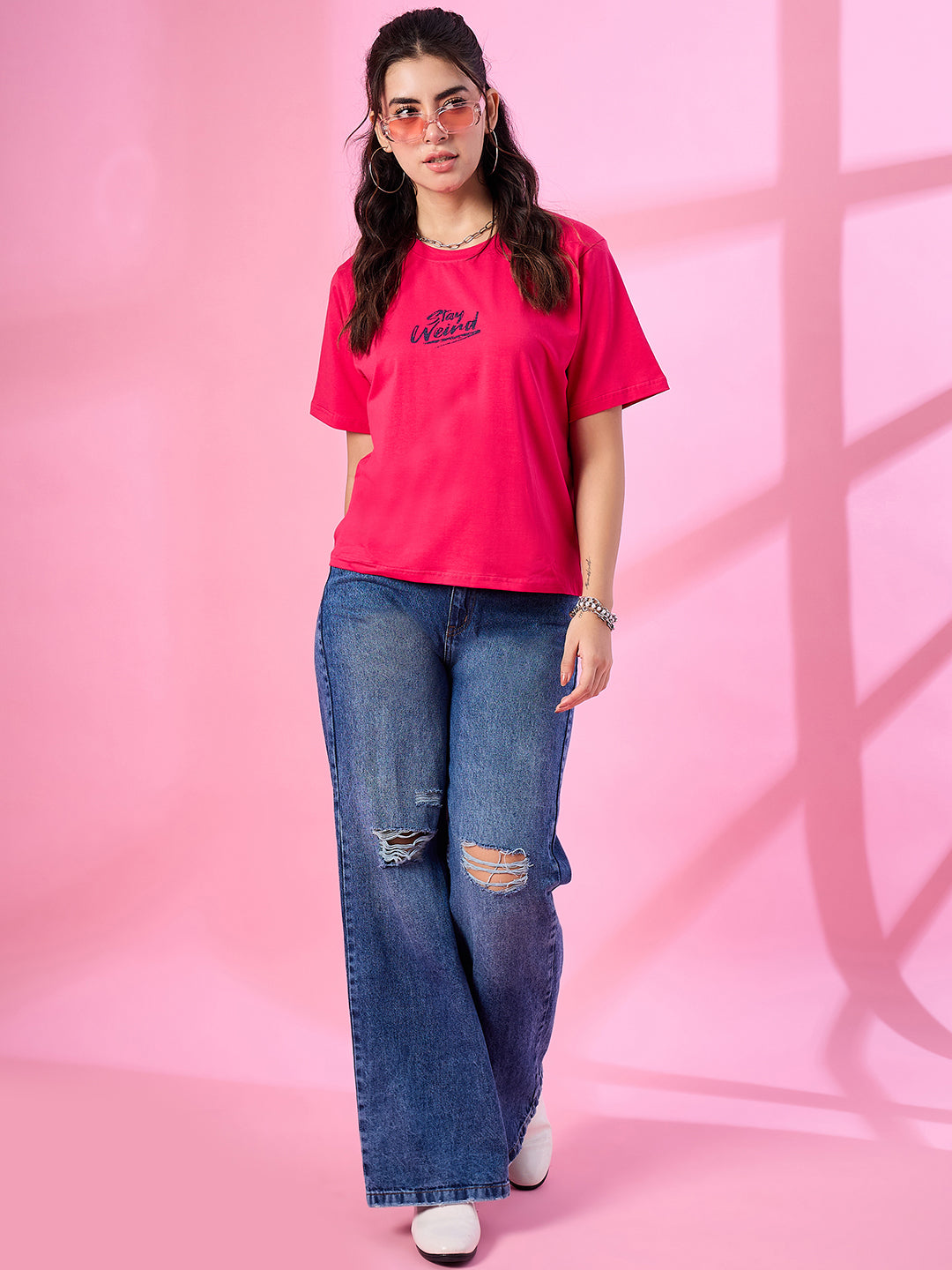 Round Neck Baggy Fit T-shirts for Women