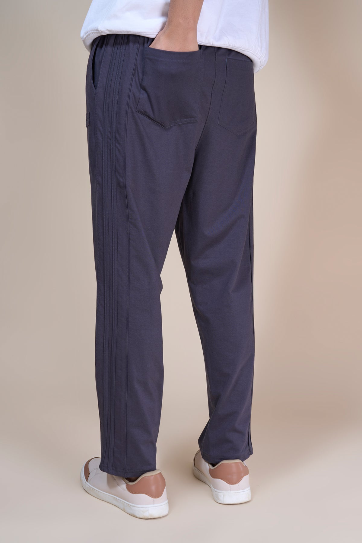 Jinxer Men Side Striped wide leg Fit Trackpants Dark Grey
