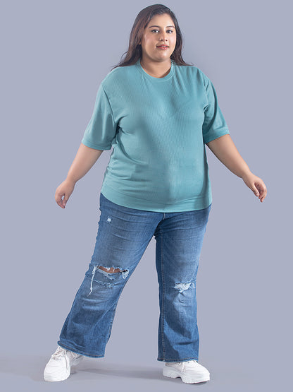 Plus Size Cotton Street Style T-shirts For Summer - Sage