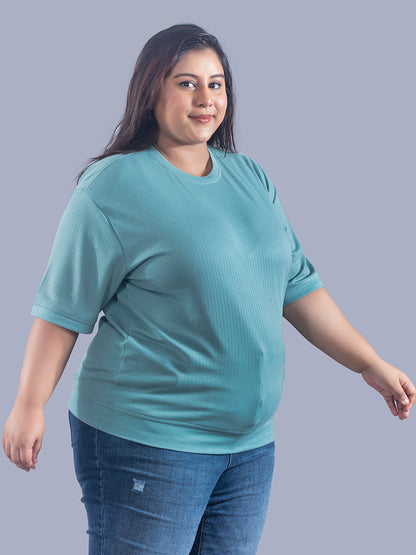 Plus Size Cotton Street Style T-shirts For Summer - Sage