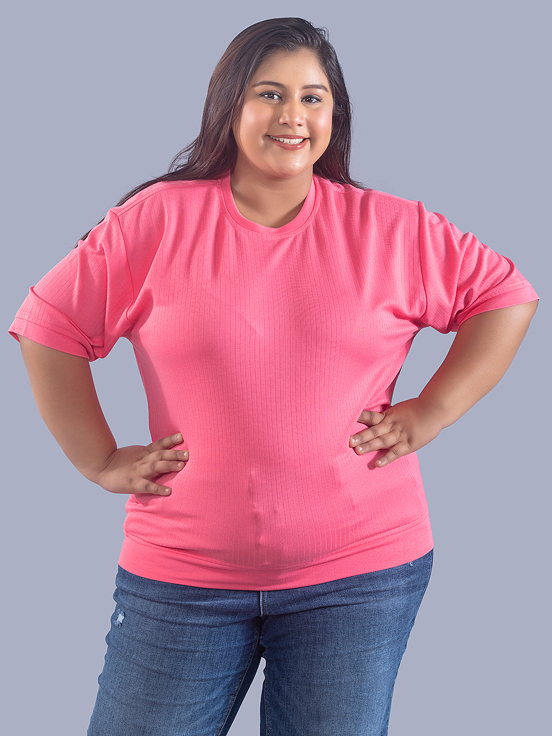 Plus Size Cotton Street Style T shirts For Summer Blush Pink