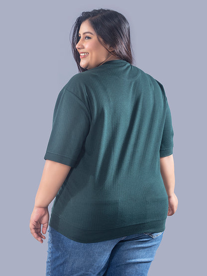 Plus Size Cotton Street Style T-shirts For Summer - Bottle Green