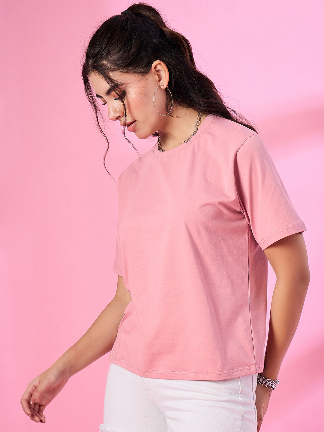 Drop Shoulder Cotton T-Shirt for Women