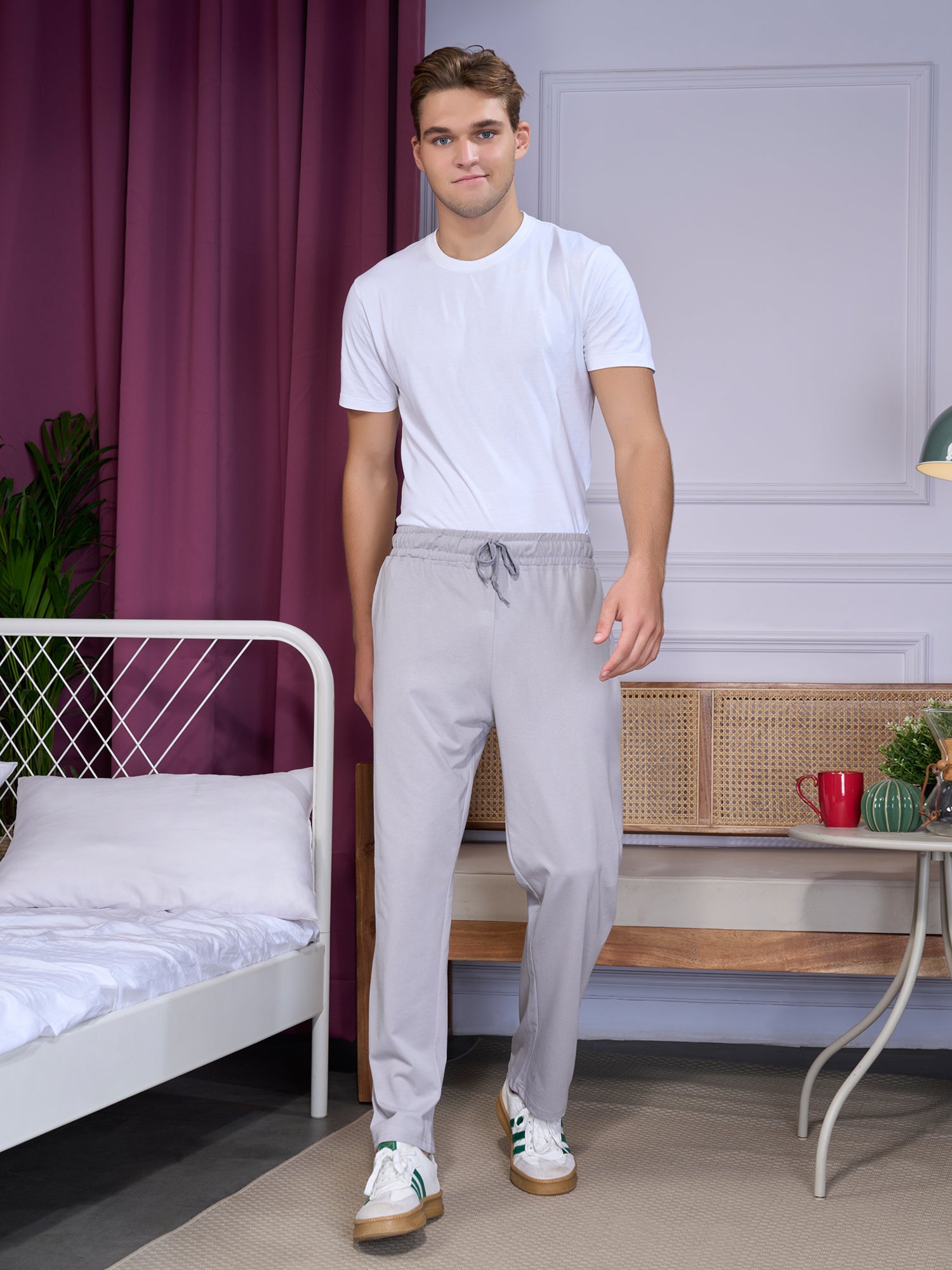 Jinxer Men Classic Straight Fit Joggers -Grey - Main Image