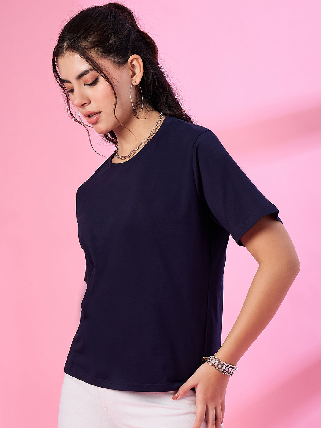 Drop Shoulder Cotton T-Shirt for Women