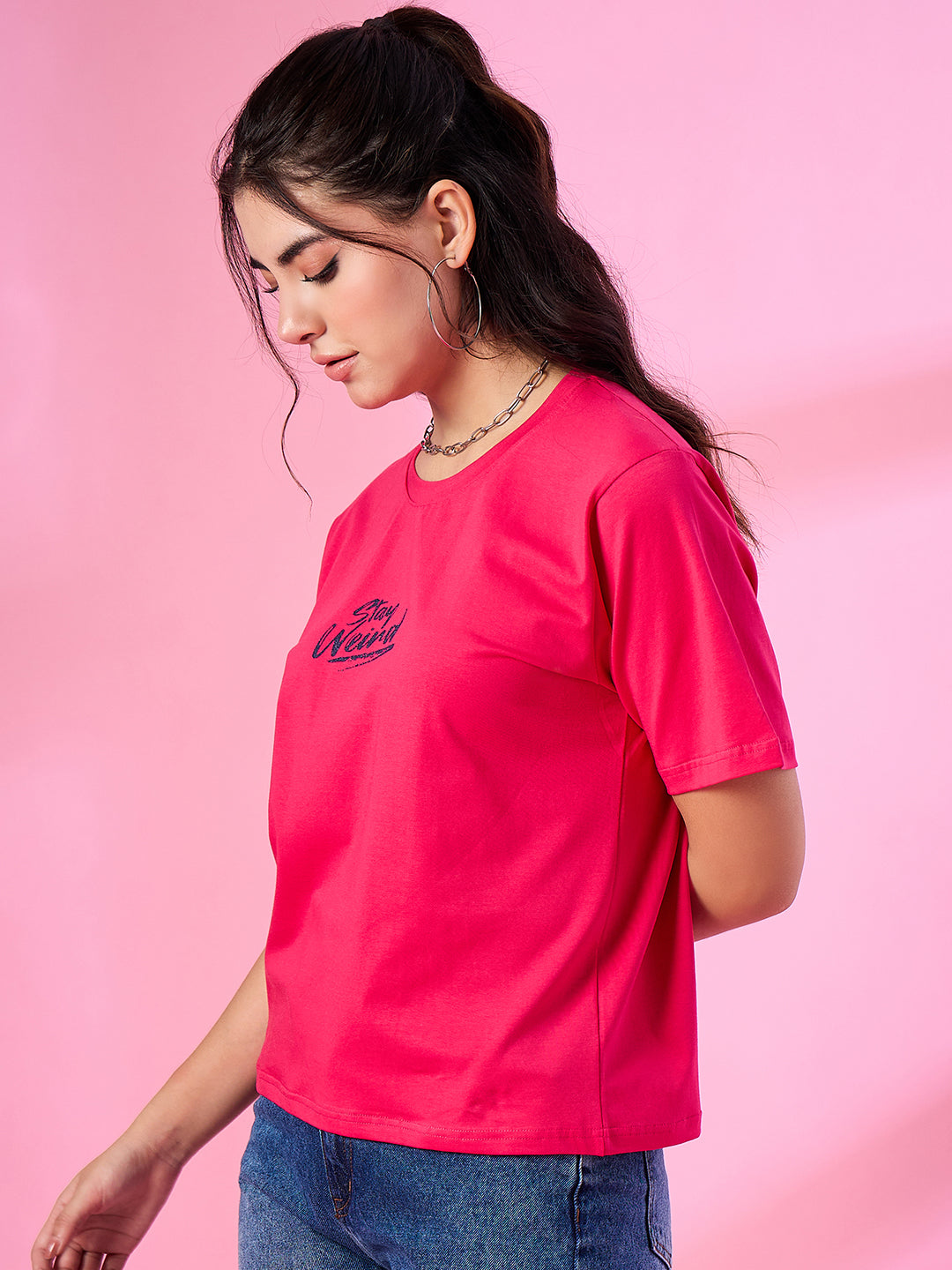 Printed Cotton T-shirt for Women in Plus Size
