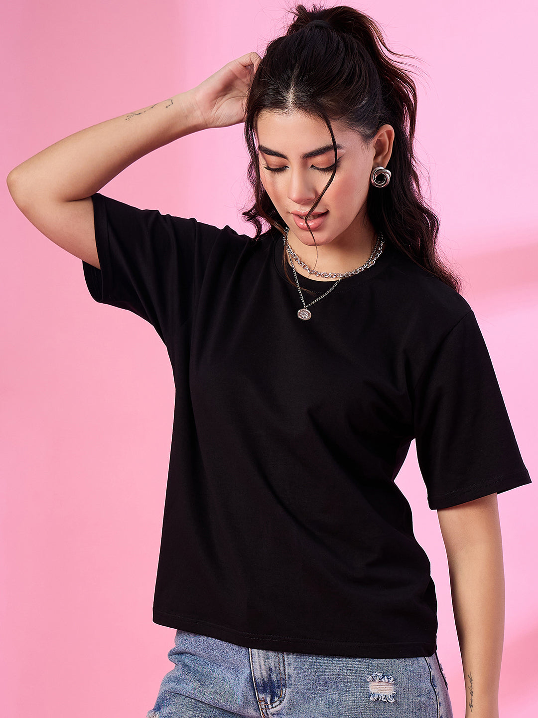 Relaxed Fit Oversized Cotton T-shirt for Women
