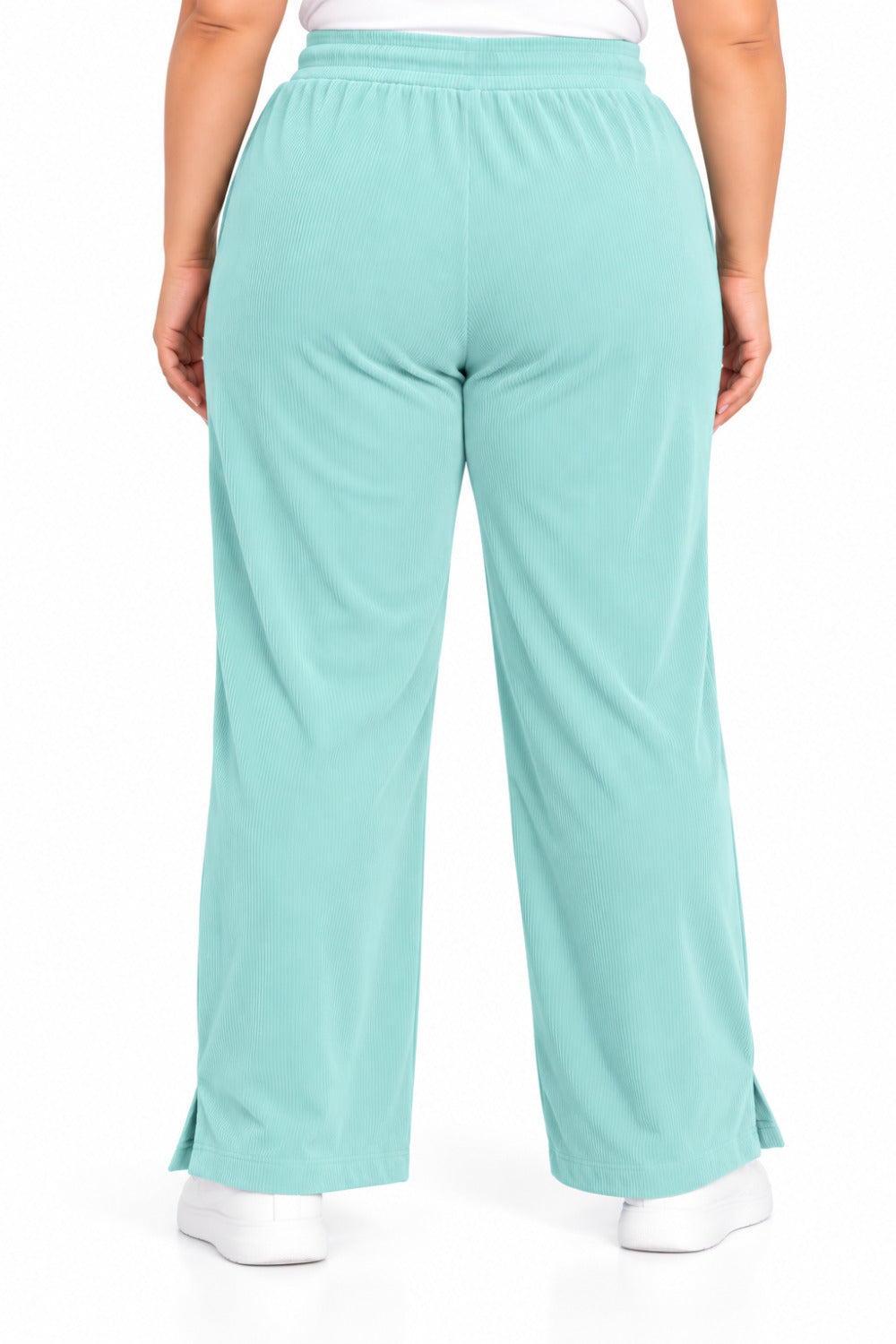 Women’s Ribbed Knit Track Pants / Relaxed Lounge Joggers with Drawstring
