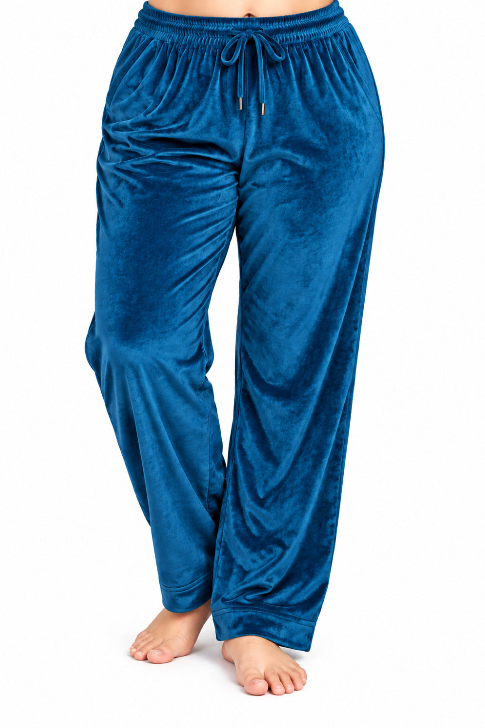 Winter Cotton Velour Tracksuit Set For Woman -Blue Velvet
