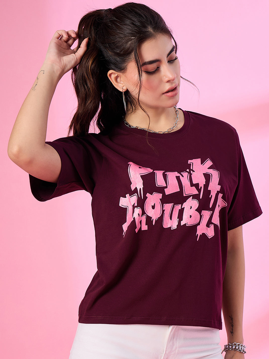 Half sleeves loose fit t-shirt for women