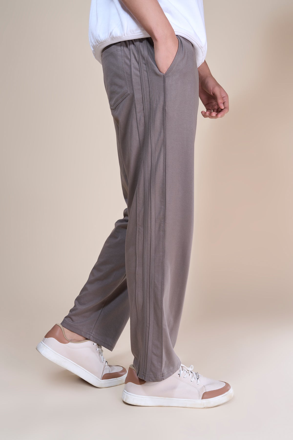 Jinxer Men Side Striped wide leg Fit Trackpants Cambridge Brown
