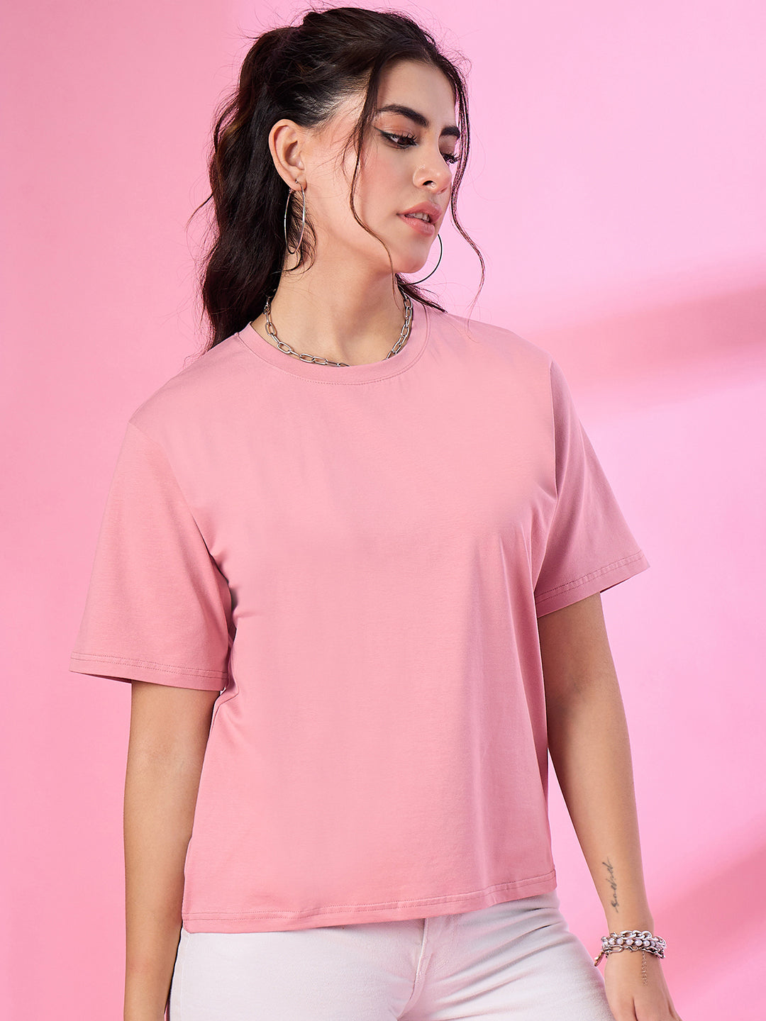 Women's Solid Round Neck T-shirt