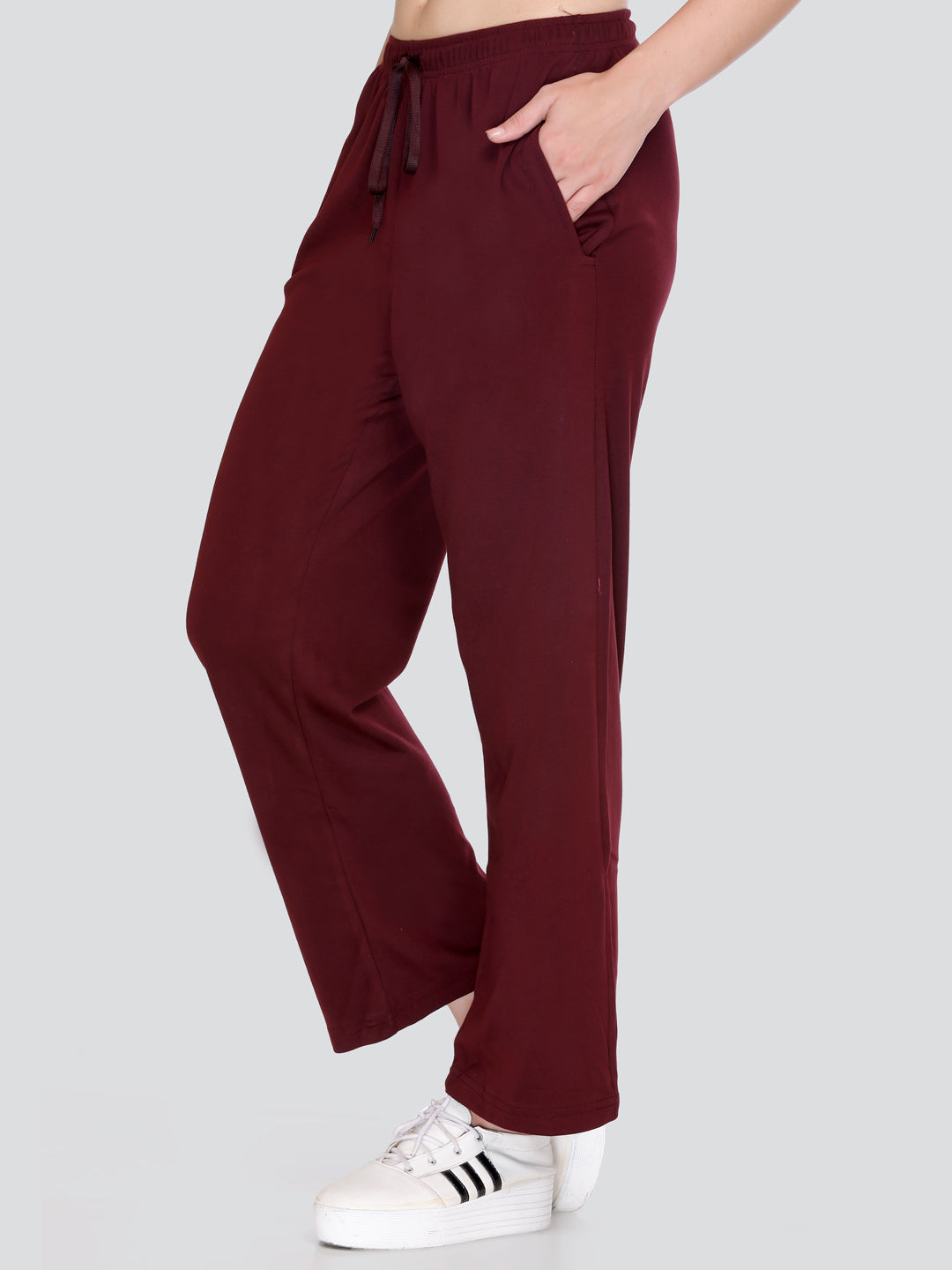 Plus Size Wine Cotton Trackpant