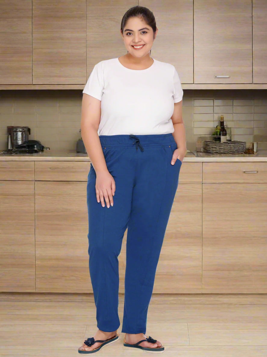 Plus size cotton track pants for curvy women