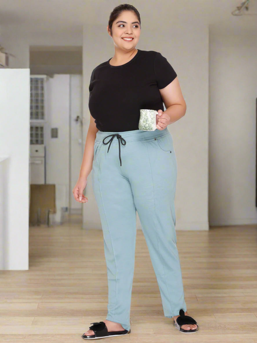Blue Cotton Regular Fit Track Pants