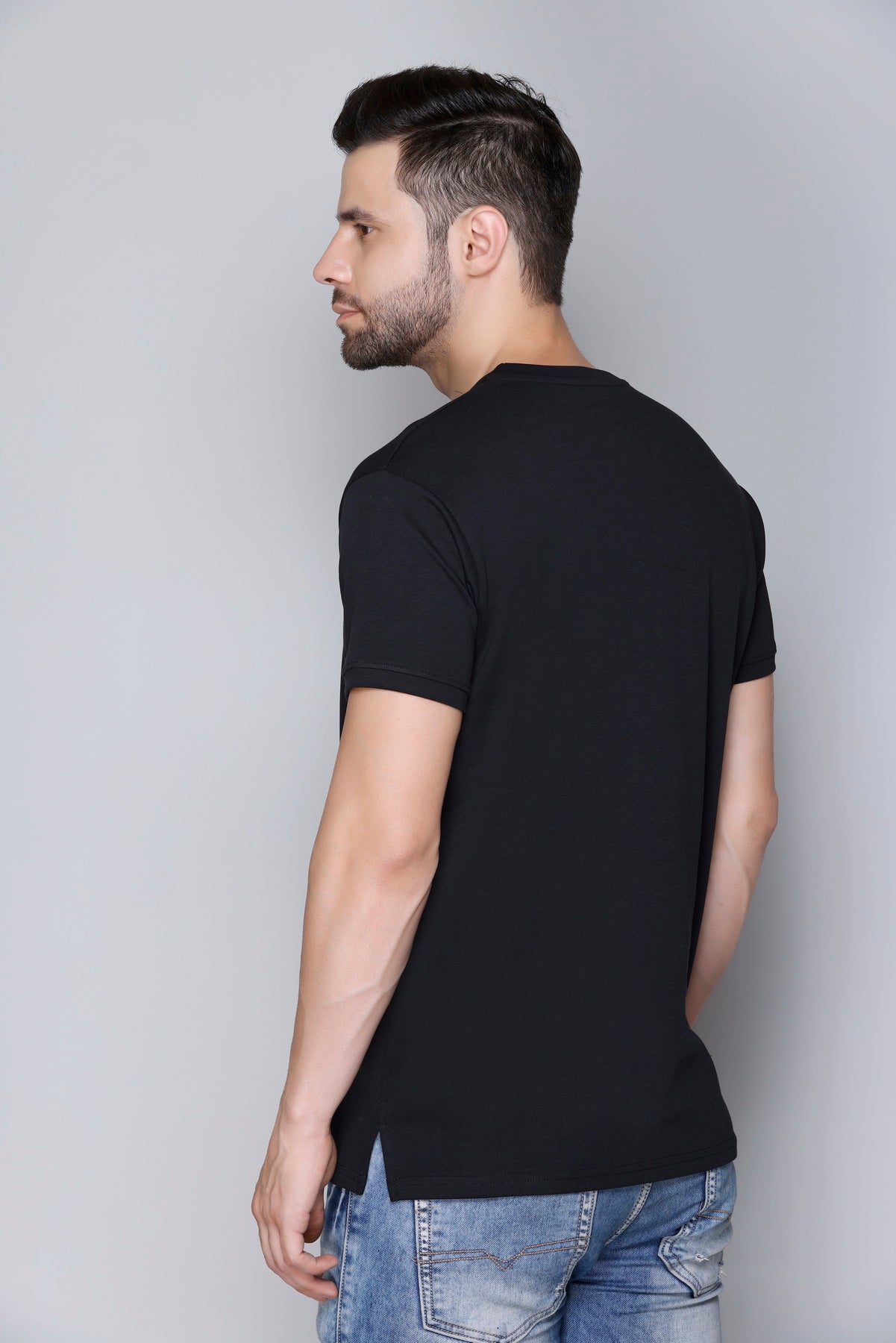 Multicolour Solid Plain Cotton T-shirts For Men