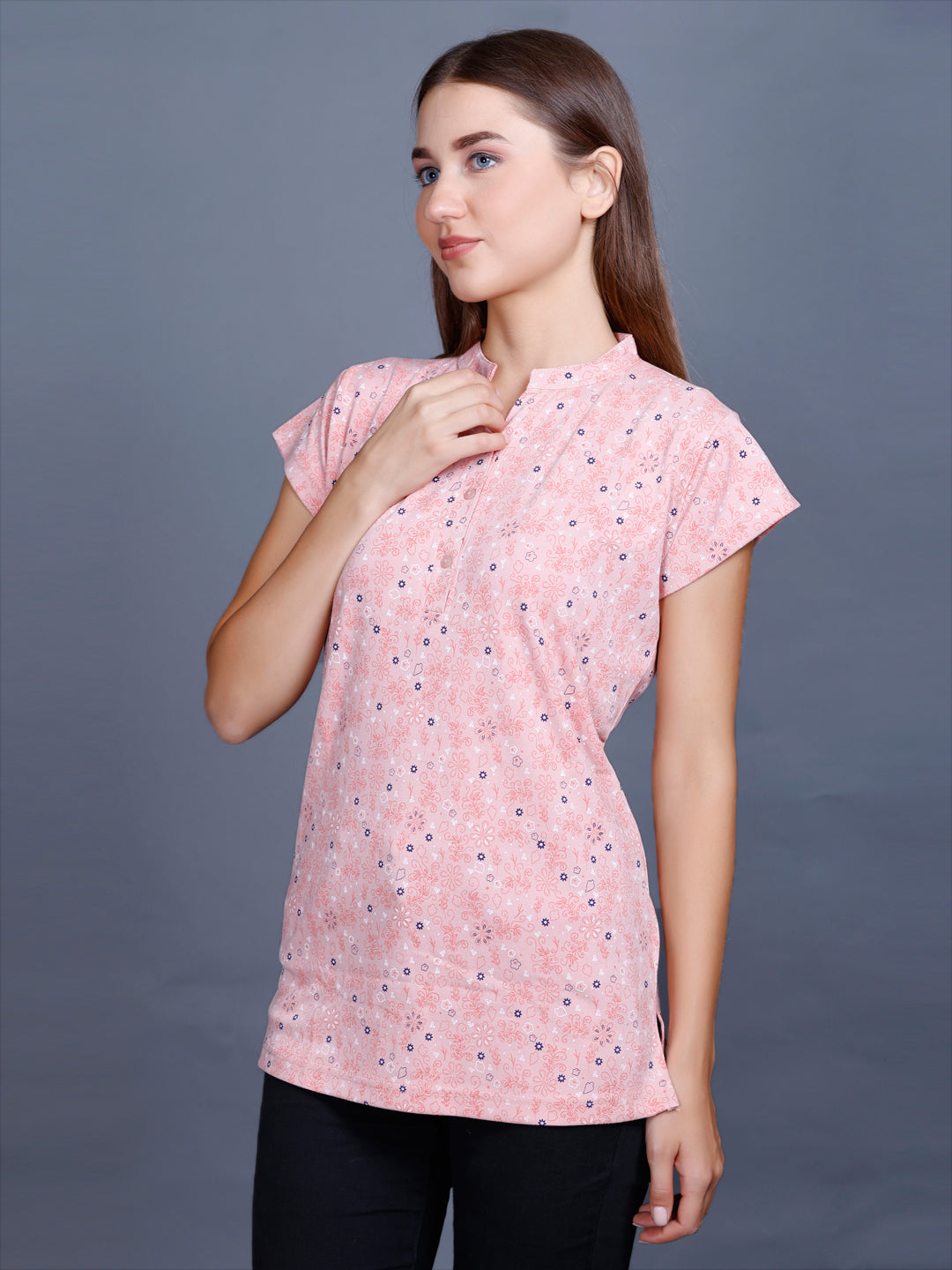 Women's Floral Printed Round Neck Kurti