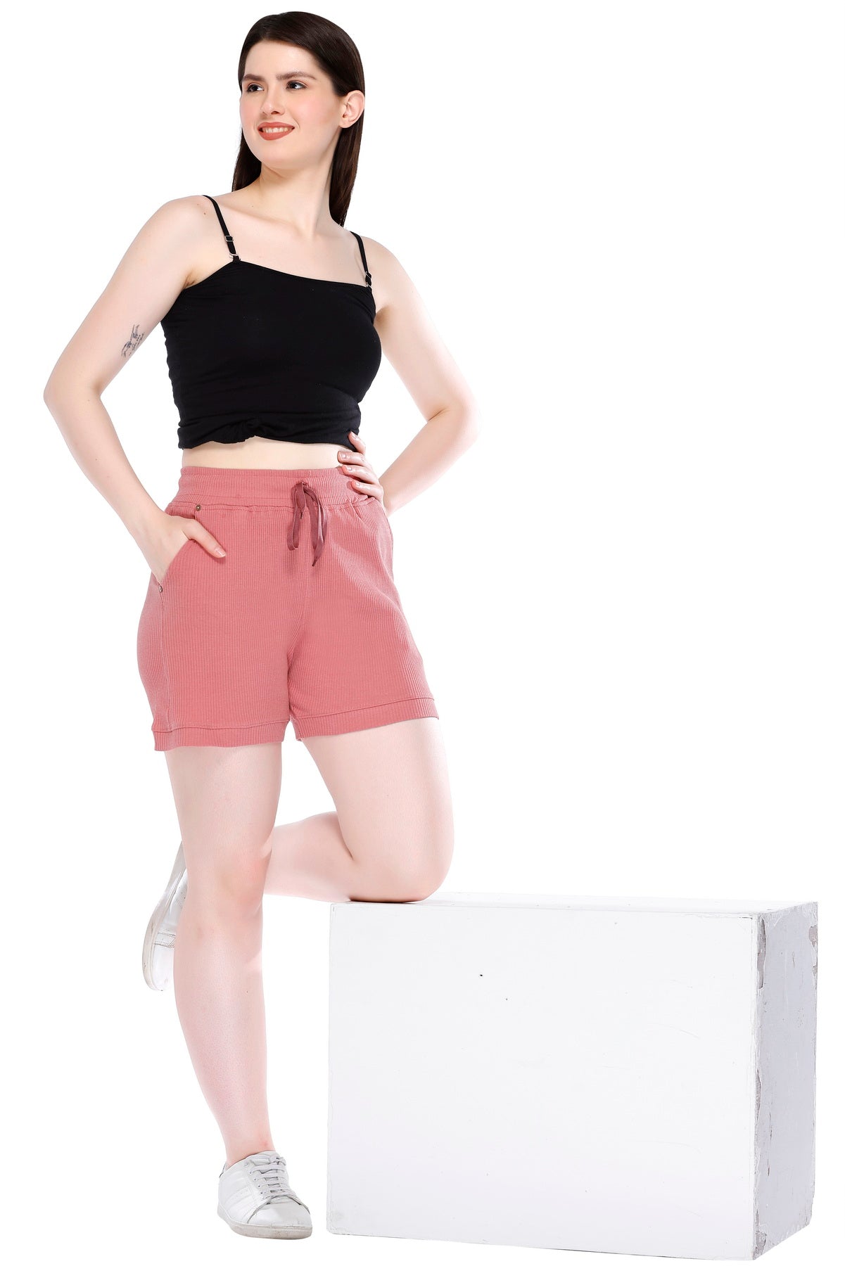 Comfortable Cotton Shorts For Women Combo (Rosy Pink/Mango) Online In India