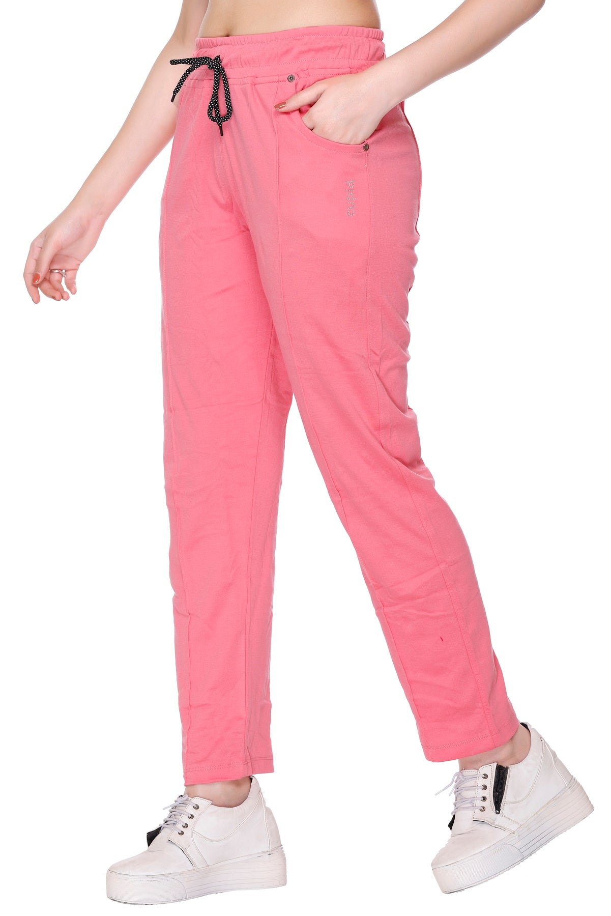 Cotton Track Pants For Women Pack of 2 (Blush Pink/Red)