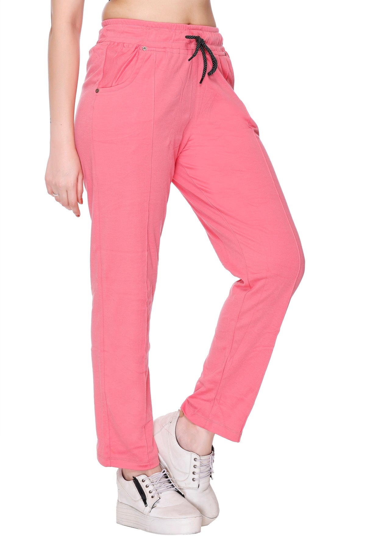Cotton Track Pants For Women Pack of 2 (Blush Pink/Red)